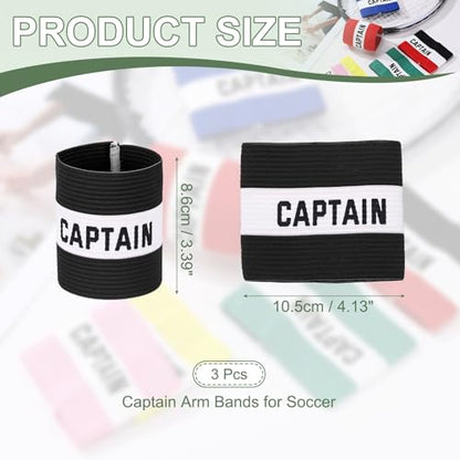 Captain Armband Soccer Captain Arm Bands Elastic Adjustable Leader Armbands Team Sport Rugby Player Band - color: Black/White, size: 4.1x3.4 Inch