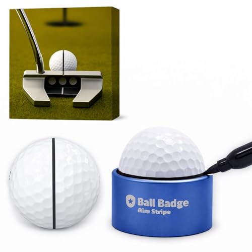 Ball Badge Aim Stripe - 360 Degree Golf Ball Line Marker Kit with Golf Bag Attachment for Perfect Alignment and Precision Putting - color: Blue