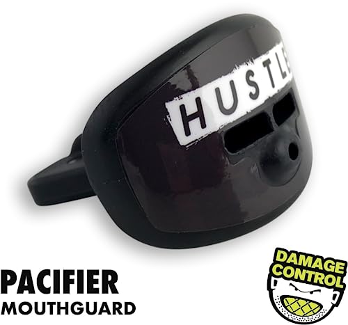DAMAGE CONTROL Pacifier Mouthpiece – Football Mouthguard with Helmet Strap, Protects Teeth, Jaw & Mouth – Mouth Piece for Sports, No Boiling, Allows Airflow – Gear for Adults & Youth (Hustle) - color: Hustle