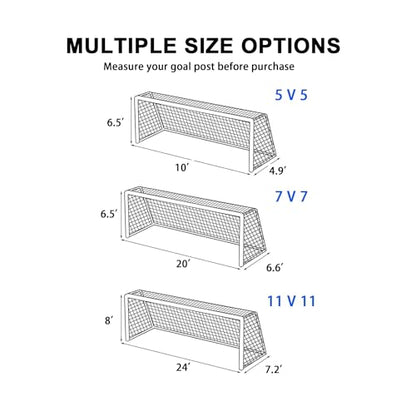 2 Pcs Soccer Replacement Goal Nets, 24x8FT, 20x6.5Ft, 10x6.5FT Polyethylene Polyester Football Net, Full Size Heavy Duty Soccer Net Set, NOT Include Posts - color: White-DL, size: 20Ft x 6.5Ft