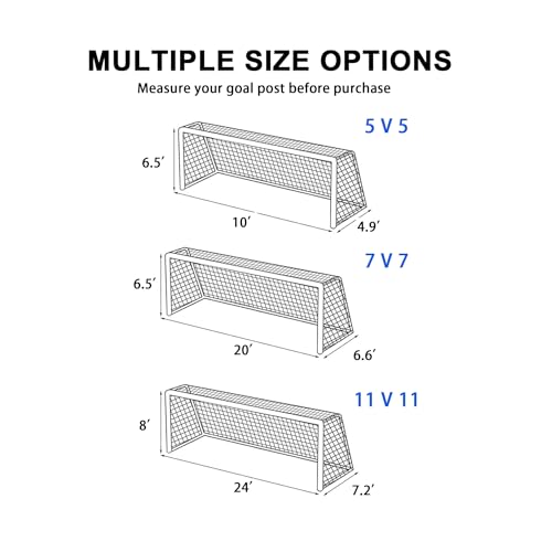 2 Pcs Soccer Replacement Goal Nets, 24x8FT, 20x6.5Ft, 10x6.5FT Polyethylene Polyester Football Net, Full Size Heavy Duty Soccer Net Set, NOT Include Posts - color: White-DL, size: 10Ft x 6.5Ft