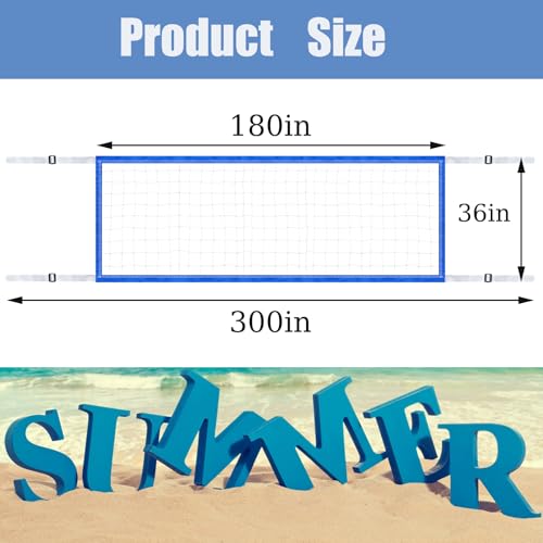 Adjustable Pool Volleyball Net - 15x3 ft Heavy-Duty Replacement Net for Backyard Inground Pools, Beaches | Family & Friends Outdoor Games （no Poles）
