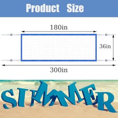 Adjustable Pool Volleyball Net - 15x3 ft Heavy-Duty Replacement Net for Backyard Inground Pools, Beaches | Family & Friends Outdoor Games （no Poles）