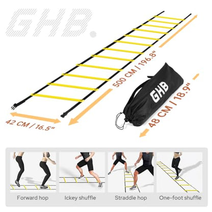 GHB Agility Ladder 1PCS Agility Cones 25PCS Detachable Agility Hurdles 5PCS