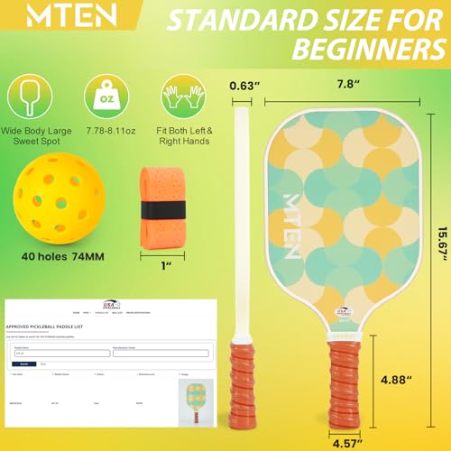 Pickleball Paddles Set of 2 or 4, or Single Paddle – USAPA Approved Fiberglass Surface Pickleball Rackets Set for Men & Women