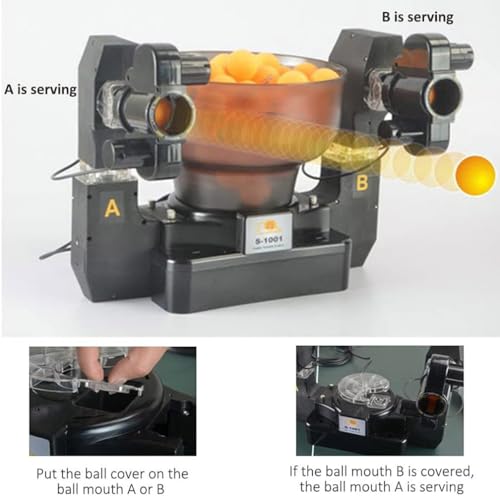 Ping Pong Training Robot Automatic Table Tennis Machine S1001 for Training, Table Tennis Robot Automatic Ball Practice Machine for Training 100+ Balls, 4-40m/S Speed