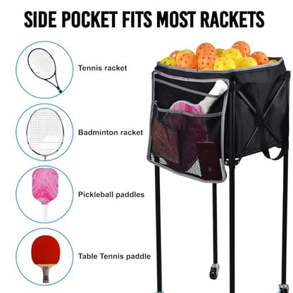 Tennis Balls Hopper Bag, Replacement Storage Bag with Side Pockets, Lightweight Teaching Cart Bag for Pickleball, Baseball Ball, Table Tennis, Frame Not Included