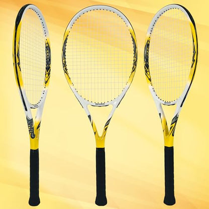 Senston 27 inch Tennis Racket for Adults 1 Pack Tennis Racket Set Tennis Overgrip, Vibration Damper - color: yellow