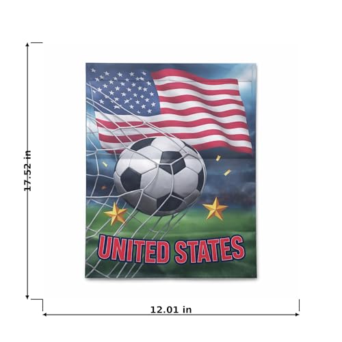 Soccer Watch Party Yard Decor Double-Sided Oxford Garden Flag 12.01 x 17.52 Inch, USA United States Flag Soccer Ball Outdoor Banner for Porch Patio Lawn