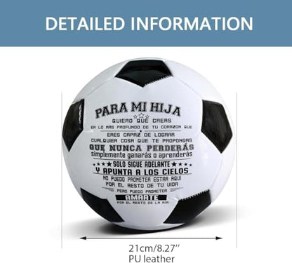 Traditional Black White Soccer Ball High Performance Diameter 21cm/ 8.3 Inch, I Love You Inspirational Soccer Gifts for Birthday Christmas - color: Para Mi Hija