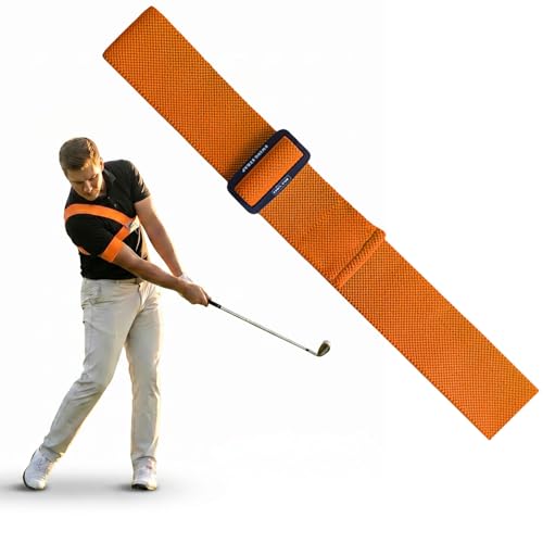 Golf Swing Trainer Aid, Adjustable Swing Plane and Grip Correction Tool for Improving Accuracy and Distance, Portable Golf Practice Equipment for Men and Women - color: Orange