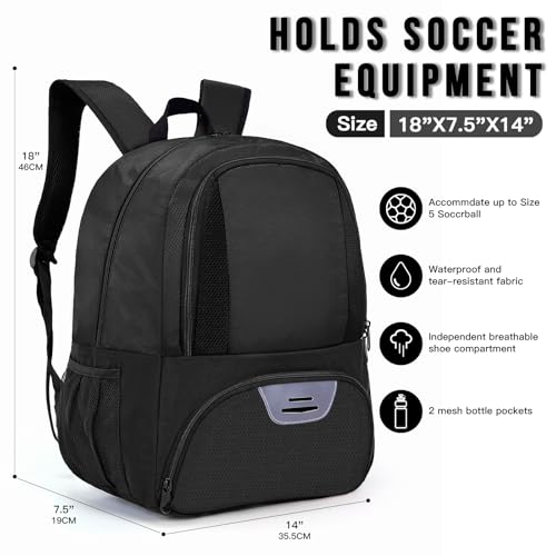 Hsmihair Soccer Bag,Youth Soccer Backpack, Football Volleyball Basketball Backpack fo,Sport Equipment Bags with Shoe compartment