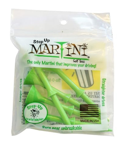 MARTINI Step-Up Golf Tees - Virtually Unbreakable Durable 3 1/4 Inch Plastic Tees (5 Pack) - color: Green