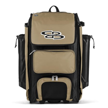 Boombah Catchers Superpack Hybrid Rolling Bat Bag - Multiple Colors - Wheeled & Backpack Version - color: Black/Vegas Gold
