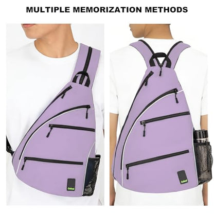 Goloni Pickleball Bag for Women Men, Convertible Pickleball Backpack Sling Bag with Fence Hook, Waterproof Polyester Paddle Bag with Multiple Compartments - color: Light Purple