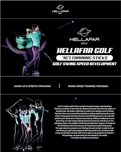 Golf Swing Speed Training Sticks | Increasing Club Head Speed and Distance | 6 Month Swing Stick Training Program | Includes 3 Weighted Golf Speed Sticks w/Bonus Stretch Program