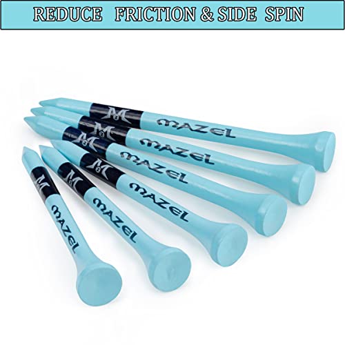 MAZEL Natural Wood/Bamboo Golf Tees 2 3/4 Inch & 3 1/4 Inch,Pack 50 or 120,Reduce Friction & Side Spin,More Stable Golf Tees