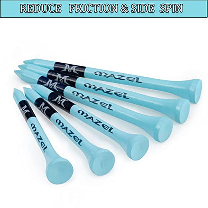 MAZEL Natural Wood/Bamboo Golf Tees 2 3/4 Inch & 3 1/4 Inch,Pack 50 or 120,Reduce Friction & Side Spin,More Stable Golf Tees