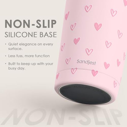 SANDJEST Heart Tumbler 20oz, Stainless Steel Travel Cup with Lid, Insulated Coffee Mug, Heart Gifts for Women Girls Friends Sisters on Birthday Christmas Valentine (Pink) - color: Heart 1