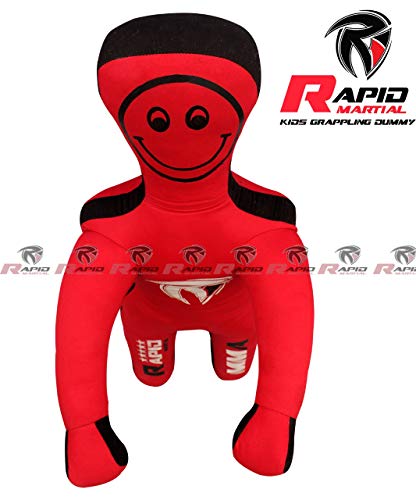 Kids Jiu Jitsu Grappling Dummy Kick Throwing Boxing Practice Dummies for Youth (4 FT 48 in) UNFILLED, None, Red and Black
