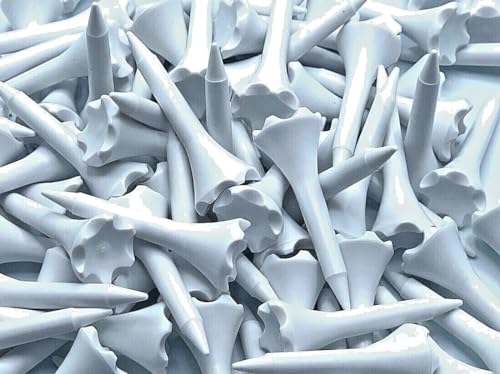 Premium USA Golf Tees – 3¼" or 2¾" Durable Plastic Performance Tees (100 Pack) – Made in USA – Bulk Value Pack - color: White, size: 1 1/2