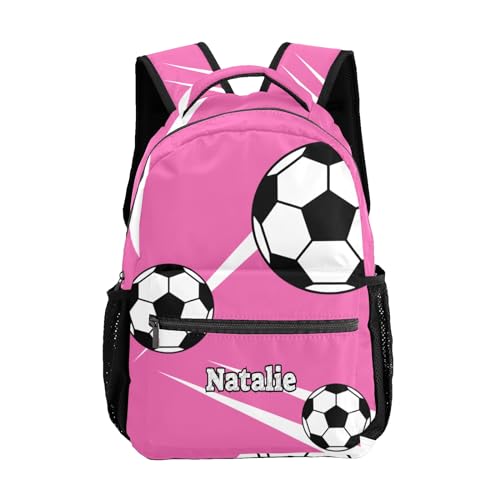 Sport Soccer Player Number Team Name Pink Personalized School Backpack for Teen Kid-Boy/Girl Primary Daypack Travel Bookbag - color: Option 34