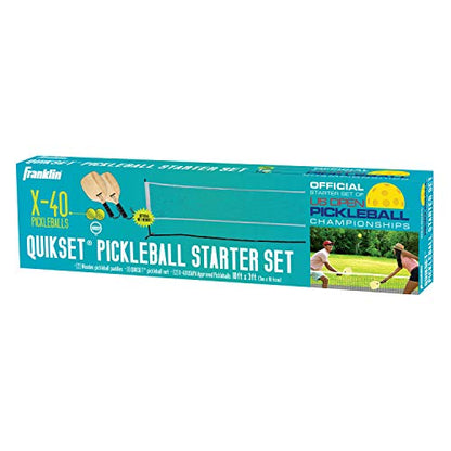 Franklin Sports Pickleball Starter Set - Official Starter Set of The US Open - Includes Net, (2) Paddles, and (2) X-40 Pickleballs