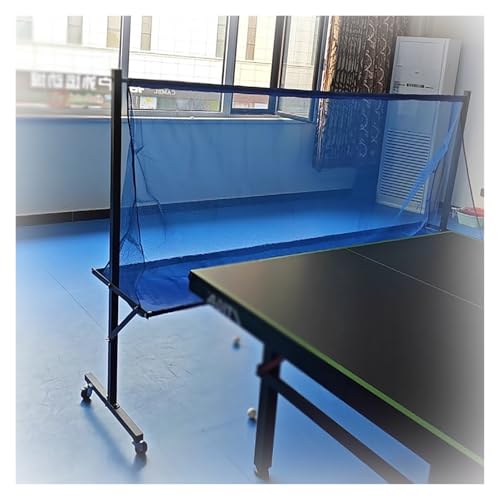 Professional Table Tennis Ball Catch Net/Return Rack, Ping Pong Catch Net for Any Table, Rolling Metal Ping Pong Practice Stand Collector Net(Black) - color: Black