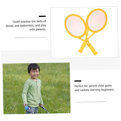Mikinona 2Pcs Parent Outdoor Sports Tennis Racket Set Large Racket with Tennis Balls and Badminton Rackets for Durable Material for Family Fun
