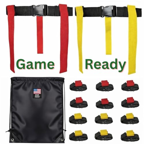 HE Adult Flag Football Belts 40″ Adjustable, Extra-Wide 2″ Heavy-Duty Polypro – American Made Lifetime Waranty Several Colors - color: Red/Yellow