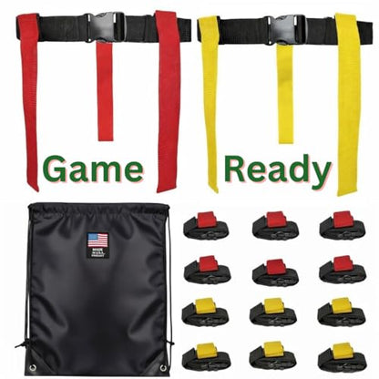 HE Adult Flag Football Belts 40″ Adjustable, Extra-Wide 2″ Heavy-Duty Polypro – American Made Lifetime Waranty Several Colors - color: Red/Yellow