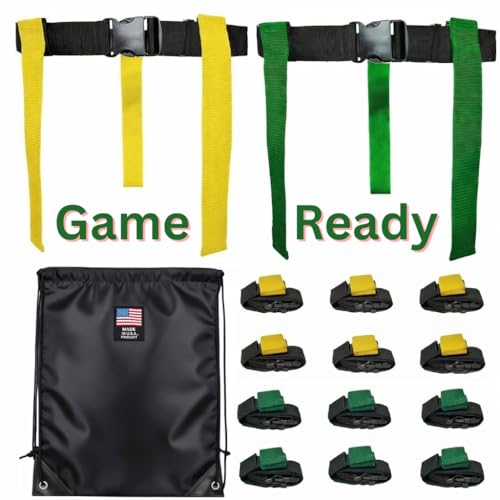 HE Adult Flag Football Belts 40″ Adjustable, Extra-Wide 2″ Heavy-Duty Polypro – American Made Lifetime Waranty Several Colors - color: Yellow/Green