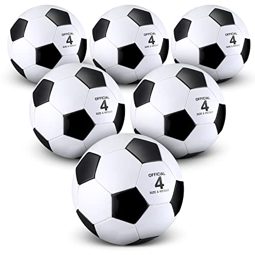 Deekin 6 Pcs Soccer Ball Bulk with Pump Teamwork Outdoor Sport Game Training Soccer Ball Bulk for School Sport Teen Adult Child - color: Black, size: Size 4