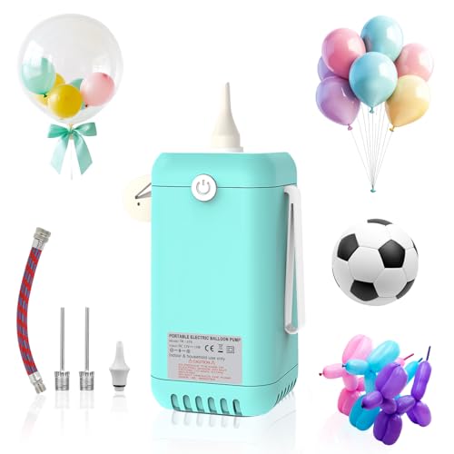 Ball Pump Balloon Pumps Electric, Balloon Pump Portable Long Animal Balloon Pump, Electric Blower Machine Inflator Basketball Pump 260 Balloon Pump for Party/Wedding/Birthday Decorations - color: Light Blue 2