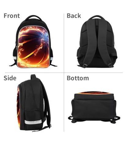 Basketball Kids Backpack for Boys and Girls, Middle School and Elementary Kids Sports Bookbag, Polyester, 23 Liters, Bottle Holder with Double Zippers, Giftable Lightweight Back Pack - color: A3-bookbag-basketball