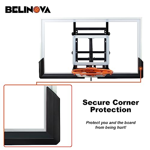 54" Basketball Hoop Wall Mount Adjustable-Height Backboard and Rim Indoor Outdoor Full Size Regulation Basketball Goal Wall Mounted for Gyms Garages Schools