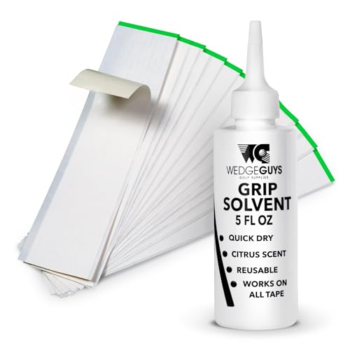 Wedge Guys Professional Golf Grip Tape 2" x 10" Solvent Activated Double Sided Adhesive Strips for Regripping Golf Clubs - color: 15 Strips + 5oz Solvent