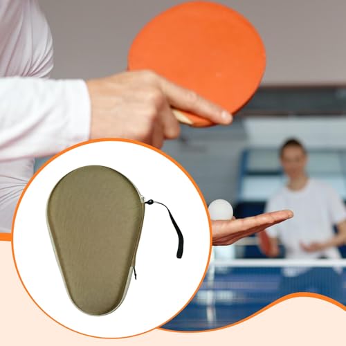 Menolana Table Tennis Racket Cover Portable Thoughtful Gift EVA Storage Bag Paddle Case for Travel Outdoor Indoor Training, light brown, 28.5cmx19cm