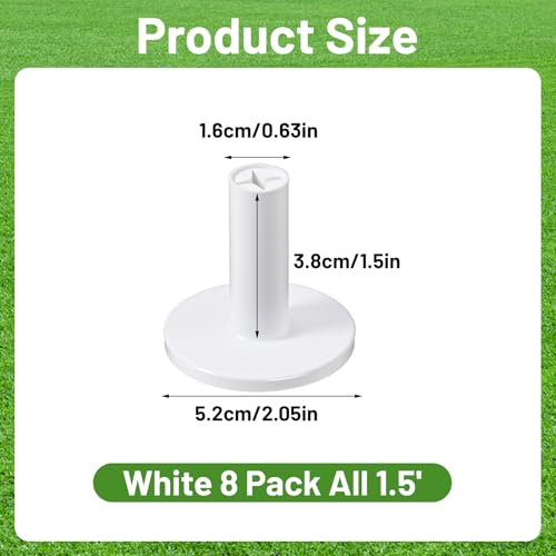 Xinjoduz 8PCS Rubber Simulator Golf Mat Tees 1.5 Inch High Driving Range Golfs Simulator Tee Holder, Unbreakable Indoor & Outdoor Golf Hitting Off Mats Practice Accessories(White)