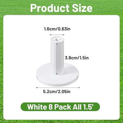 Xinjoduz 8PCS Rubber Simulator Golf Mat Tees 1.5 Inch High Driving Range Golfs Simulator Tee Holder, Unbreakable Indoor & Outdoor Golf Hitting Off Mats Practice Accessories(White)
