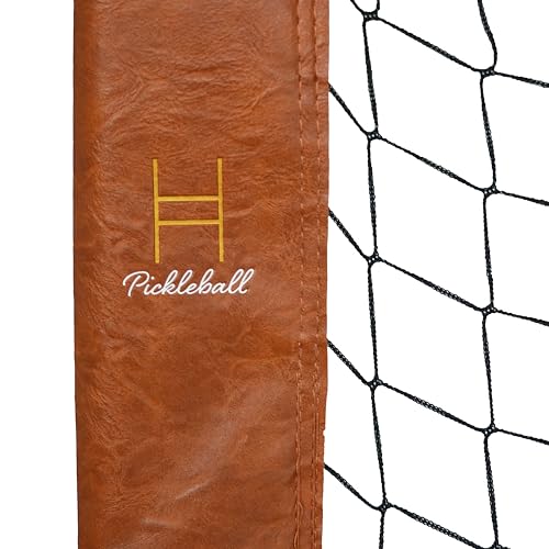 Portable Pickleball Net for Driveway, Street, Court, or Park Play, Outdoor Weather Resistant Netting, Heavy-Duty Tensioners, Stylish Leather Accents, Canvas Travel Bag