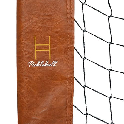Portable Pickleball Net for Driveway, Street, Court, or Park Play, Outdoor Weather Resistant Netting, Heavy-Duty Tensioners, Stylish Leather Accents, Canvas Travel Bag
