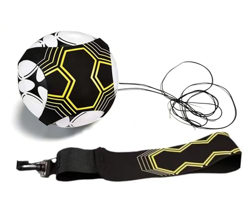 SUJAYU Soccer Training Equipment, Solo Trainer with Adjustable Belt, Fits Size 3-4-5 Balls, 14 Feet Stretch Cord, Portable Practice Rebounder - color: Black+Yellow