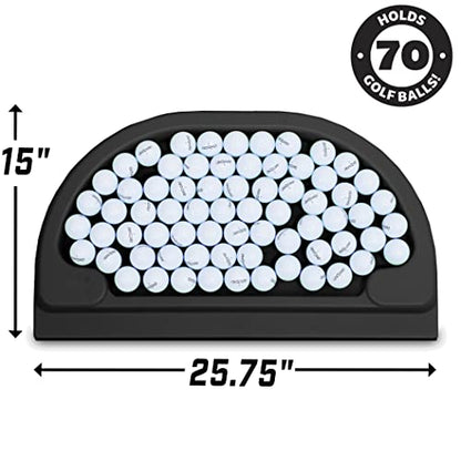 GoSports All-Weather Golf Ball Trays with 70 Ball Capacity - Black or Green - Compatible with All Hitting Mats - color: Black
