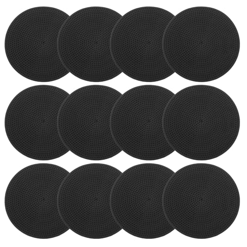 PATIKIL 9 Inch Poly Spot Markers, 12Pcs Non Slip Rubber Floor Dots with Storage Bag Flat Agility Cones for Sports Training Basketball Football - color: Black