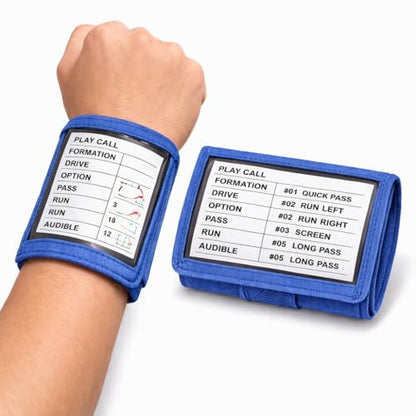 Football Play Wristbands | Sports Playbook Band | Youth Quarterback Gear | Wristband Playbook | Softball Wristbands for Signs - color: Blue
