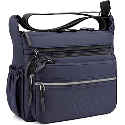 Mudono Messenger Bag for Men Nylon Waterproof Shoulder Bag Multi-pocket Crossbody Bag Daily Travel Bag Lightweight Satchel - color: Blue