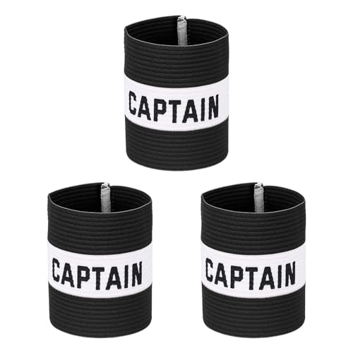 Captain Armband Soccer Captain Arm Bands Elastic Adjustable Leader Armbands Team Sport Rugby Player Band - color: Black/White, size: 4.1x3.4 Inch