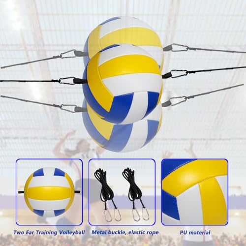 Volleyball Training Equipment Aid,Volleyball Spike Trainer,Suitable for Serving,Spike and Jump Training,Equipped with Elastic Ropes for Hanging and Practice Volley Ball.-Two Ear