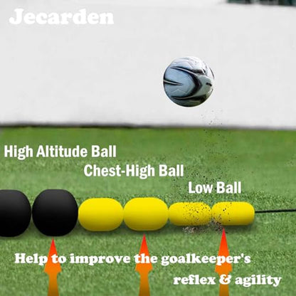 Jecarden Pro GK Single Line Deflector Soccer Goalkeeper Trainer 9ft Goalkeeper Deflection Equipment Soccer Training Equipment for Reflex & Agility Training with 25 pcs Soccer Cones, 2 pcs Water Bags